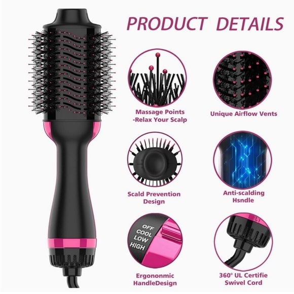 4-In-One Hair Dryer Styling Brush With Ceramic Oval Barrel and Volumizer
1200W - Picture 9 of 12